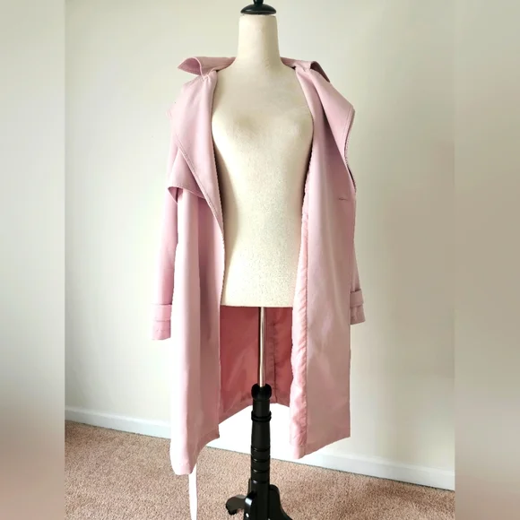Michael Kors Long Trench Coat in Pink